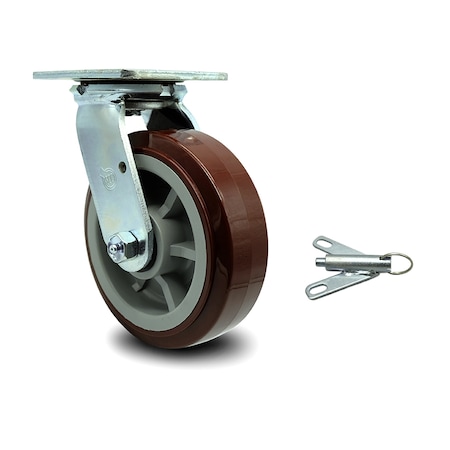 6 Inch Polyurethane Swivel Caster With Roller Bearing And Swivel Lock SCC